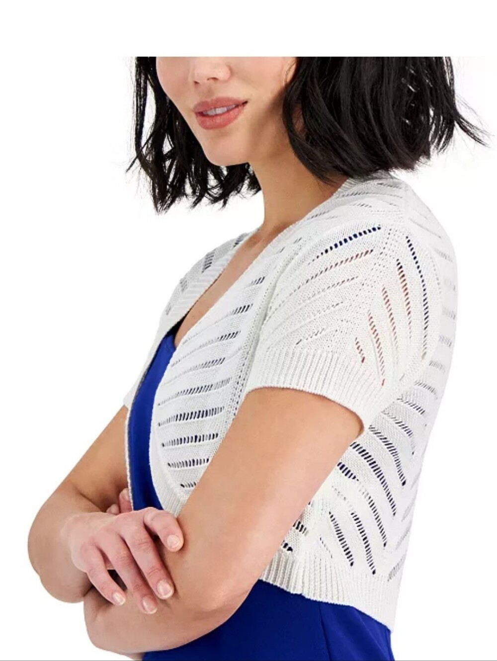 Signature by Robbie Bee PS  Open Knit Shrug Bolero Crochet Cardigan